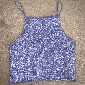 Floral blue halter tank